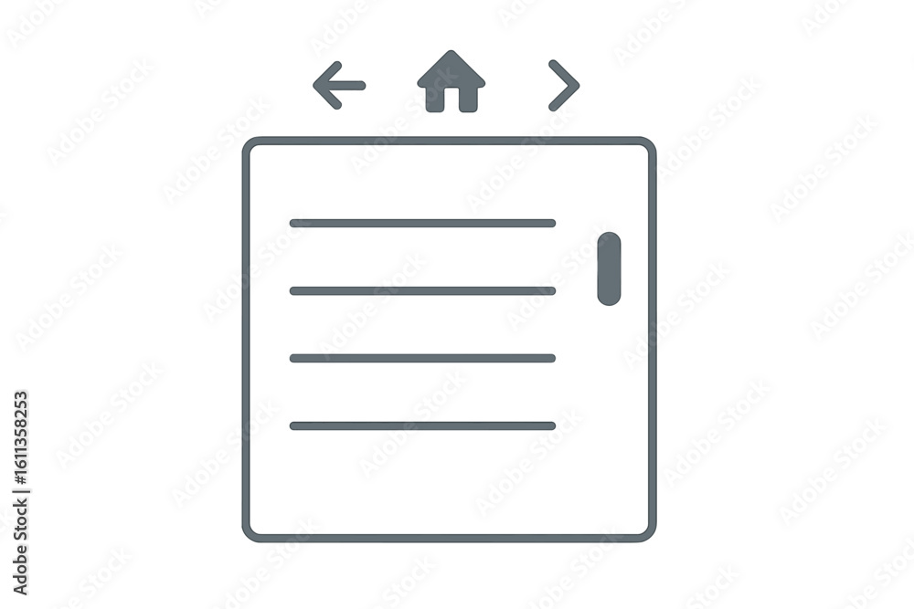 Fototapete scrollbar and website navigation ui control icon — minimal line style web page window with vertical 
