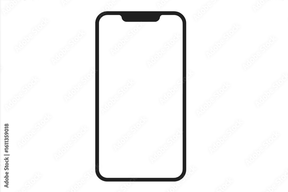 Poster mobile phone mockup vector template. smartphone device frame outline. ui ux app presentation design.