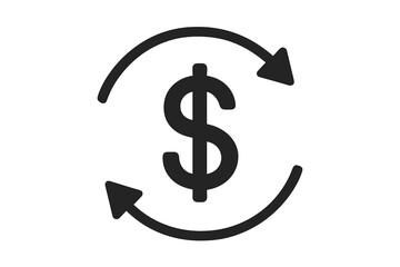 Money transfer icon vector dollar symbol circulation cash flow finance payment exchange business concept mobile app UI web design transparent background illustration