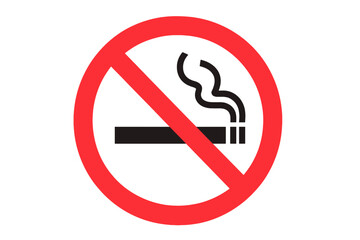 No smoking sign prohibition symbol red circle crossed cigarette warning icon vector illustration transparent background ban tobacco smoke free zone