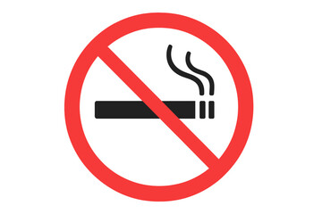 No smoking prohibition sign red circle cigarette ban warning symbol public health safety icon vector illustration graphic design element isolated white background