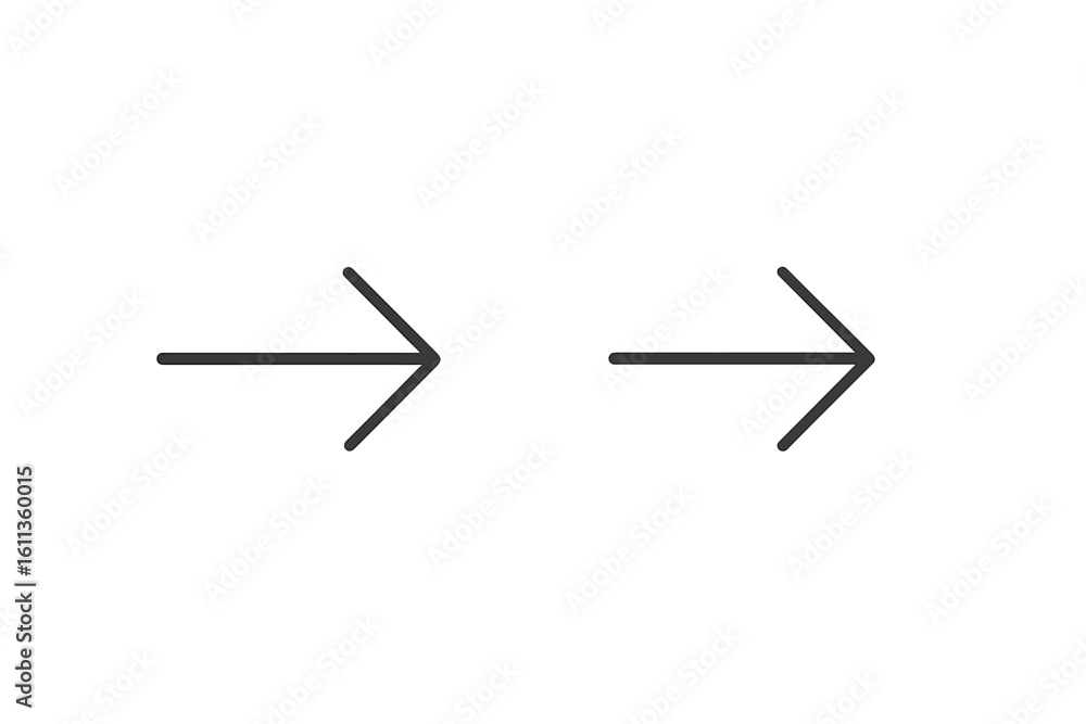 Poster right arrow icons set. simple black outline direction symbols. navigation pointer buttons. vector il