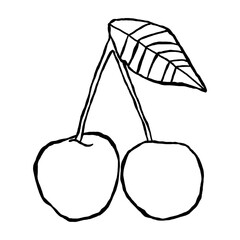 cherry icon - hand-drawn fruit doodle style