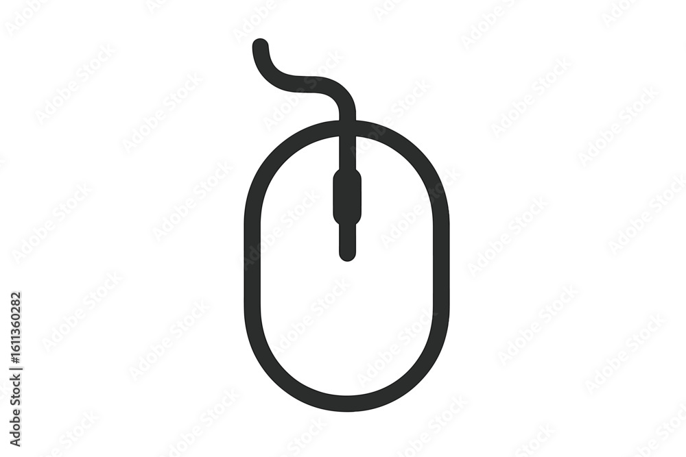 Poster computer mouse icon outline symbol. technology device hardware input peripheral. line art cursor cli