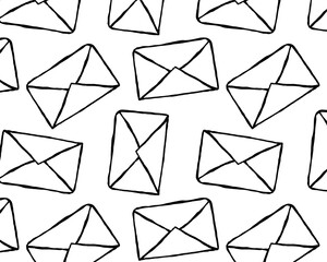 seamless envelope pattern - hand-drawn stationery doodle style