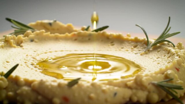 Olive Oil Droplet Impact | Rosemary Hummus Crown Splash | 1000fps Food Science Macro