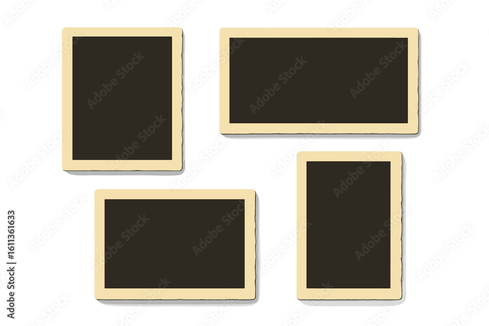 Aufkleber vintage photo frames set. retro photograph border with shadow. realistic empty old picture album moc