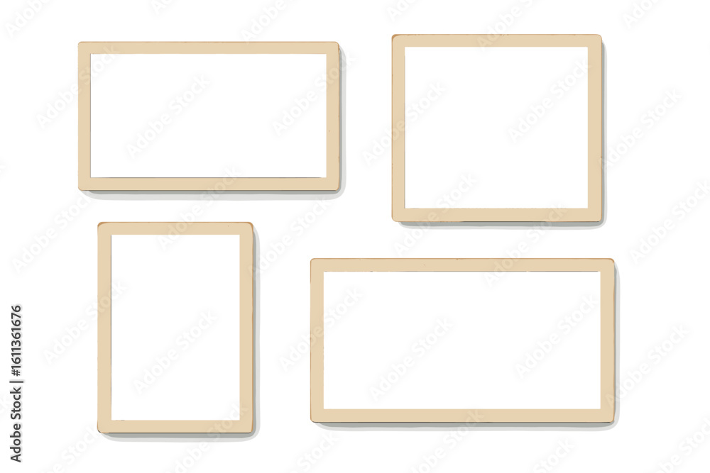 Poster set of realistic vintage photo frames with shadows. empty picture frame mockup collection. retro old