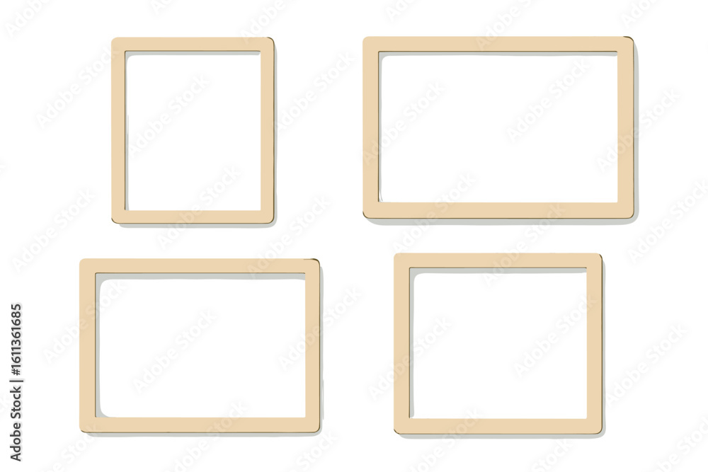 Poster blank vintage photo frames set with shadows. retro rectangular and square frame borders. isolated ve