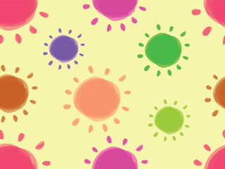 Sun pattern kid drawing style  colorful.eps