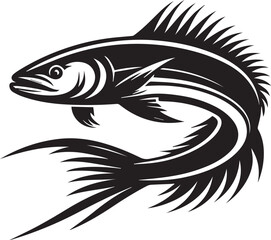 Black Fish Silhouette Vector Logo – Sea Animal Icon for Fishing, Marine, and Seafood Brands