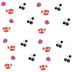 berries, pattern, set of berries, summer, food, vegetarian, bright, currant, raspberry