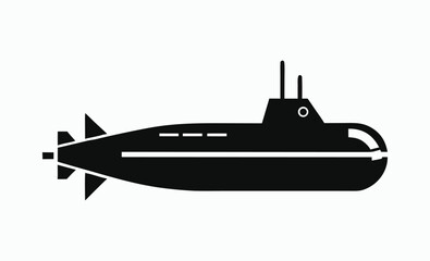 Submarine silhouette icon, underwater vessel shape, naval transport graphic, submarine silhouette vector 