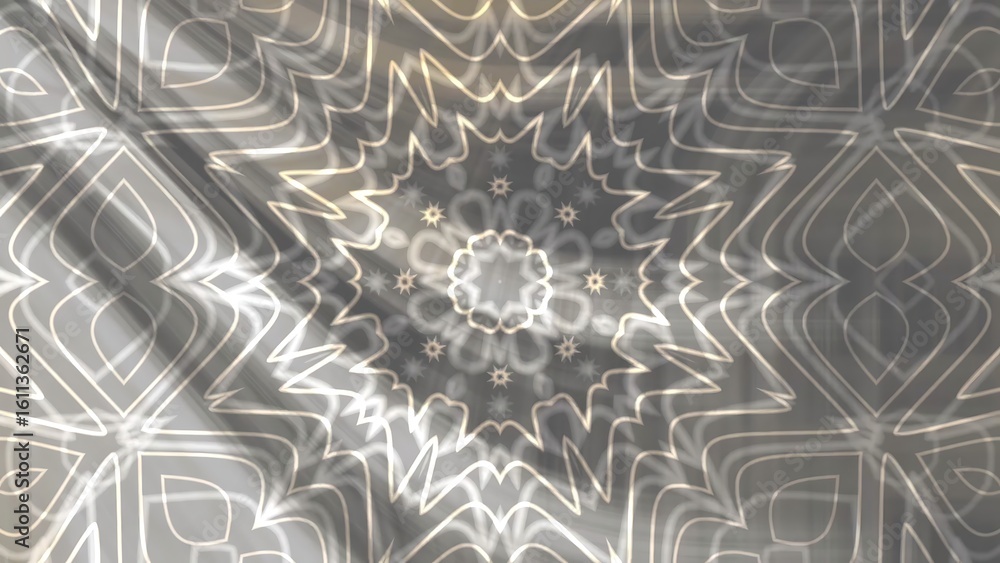 Aufkleber ombre soft grey layers intricate symmetrical pattern with radiating lines and central floral motif c