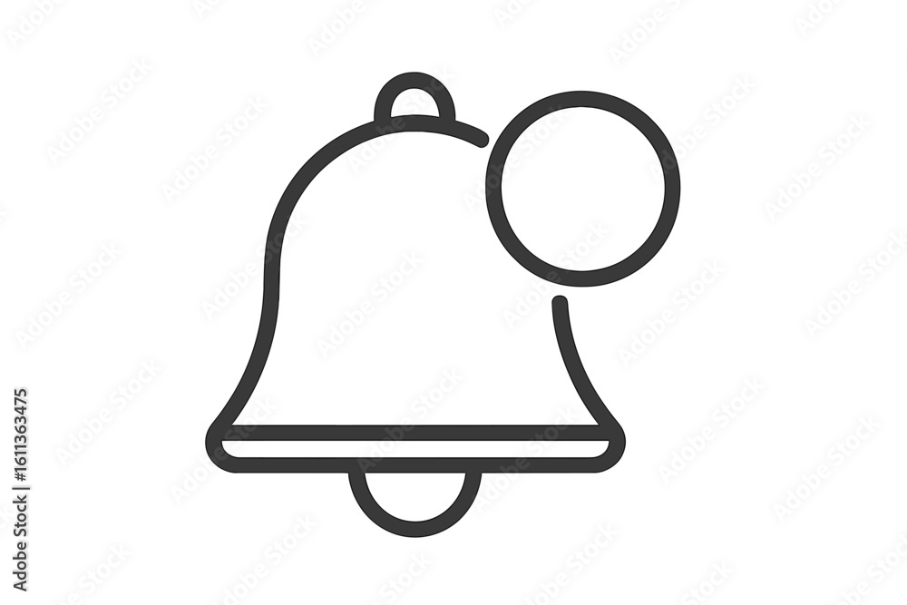 Poster notification bell icon outline with blank badge for alert count, thin line minimalist reminder symbo