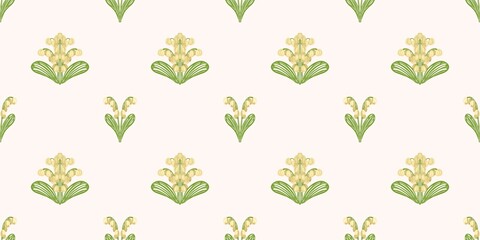 Seamless watercolour and unique floral pattern background for covers, notes, banner. Soft backgrounds colour. Watercolour art work. Flower stalk. Colourful flower. Summer Spring.