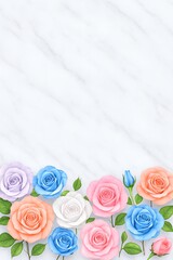 大理石背景のパステルローズ