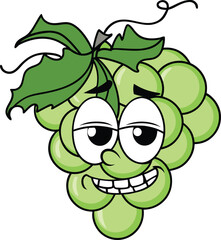 Happy Cartoon Green Grape with Smiling Face