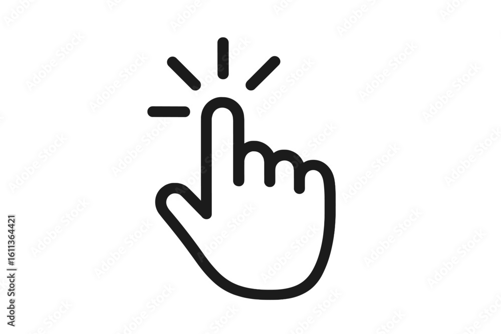 Fototapete hand pointer cursor clicking icon finger touch selection. computer mouse click ui interface web navi