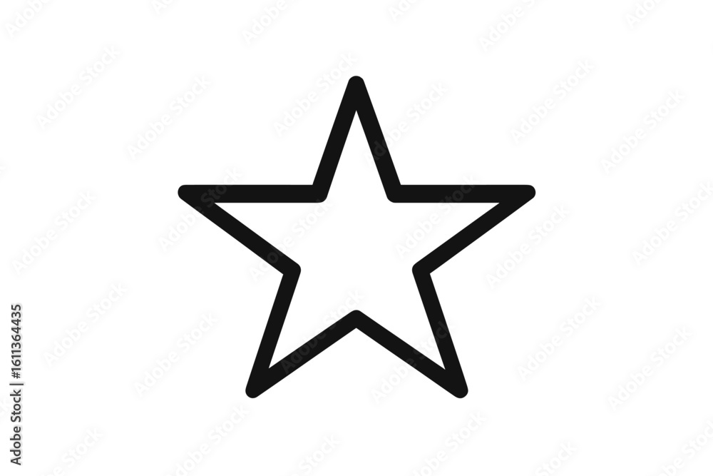 Poster outline five pointed star icon, minimalist rating symbol, favorite sign, black contour shape, editab