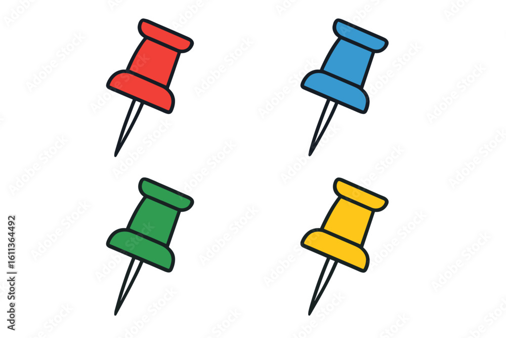 Poster pushpin flat icons set. pointer of location on the map. map pins collection. indicative marker for a