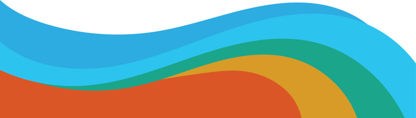 Fluid Wave Corner Graphics - Orange Turquoise Abstract Shapes for Contemporary Background Design