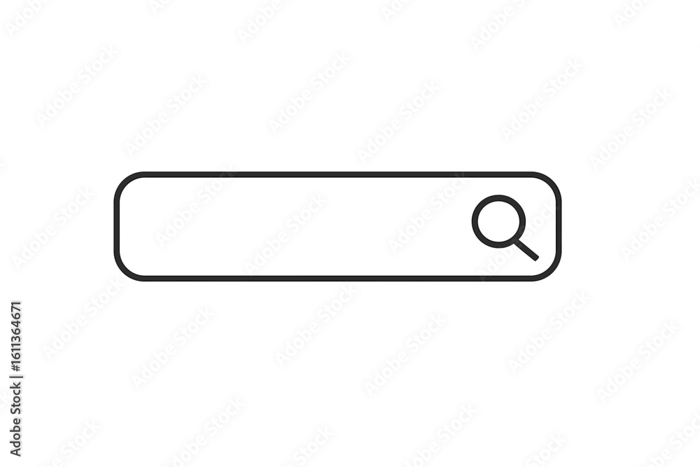 Poster minimalist search bar icon with magnifying glass, simple outline vector illustration for web and app