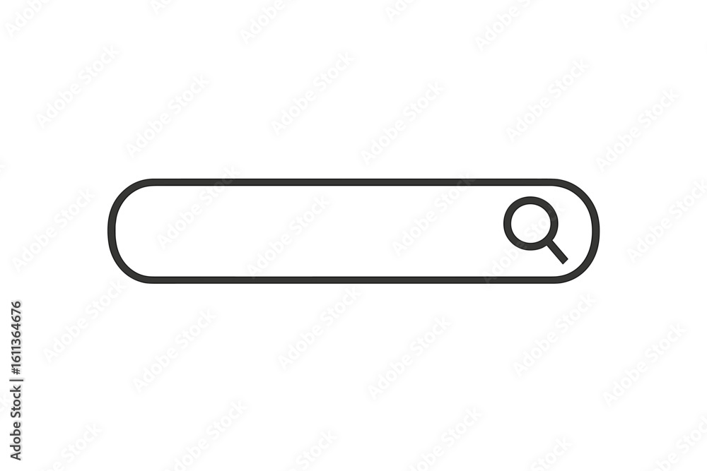 Poster search bar icon with magnifying glass outline, minimal ui search field for website and app interface