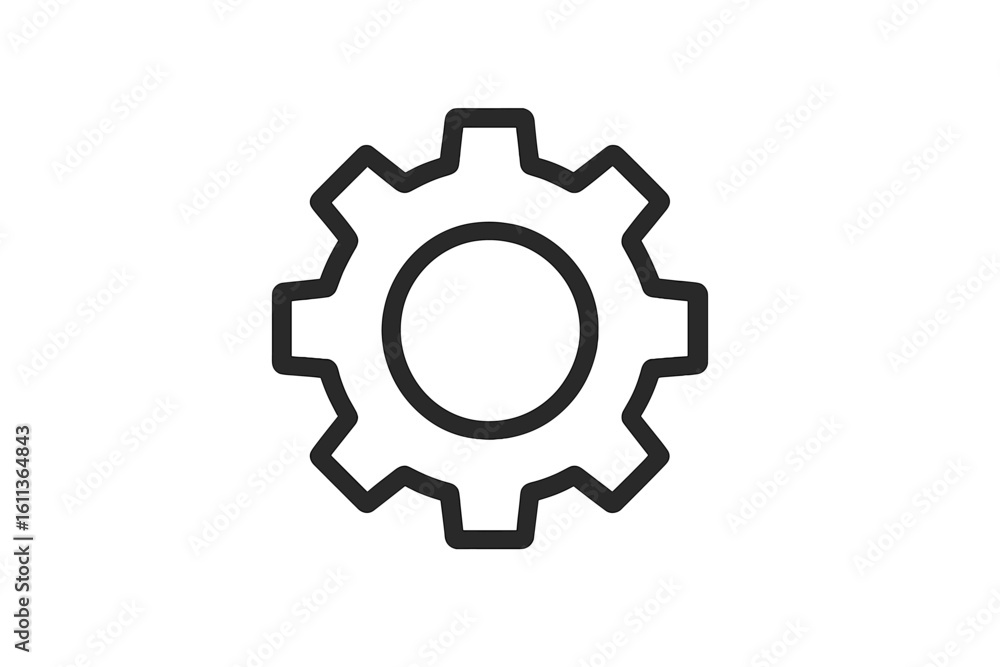 Poster settings gear icon outline. simple cogwheel symbol for app ui ux interface. thin line mechanical con