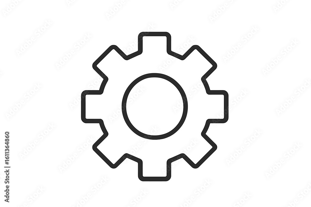 Poster settings gear icon outline. simple thin line configuration symbol for app, ui, website interface. ad