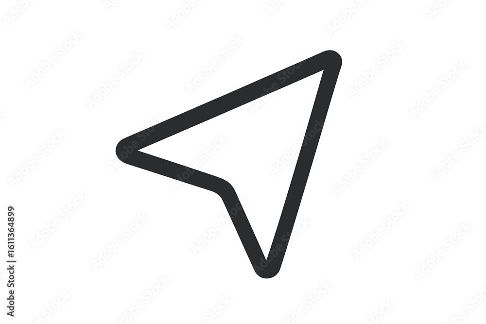 Poster navigation arrow pointer line icon. gps location direction cursor, send or share message symbol, min