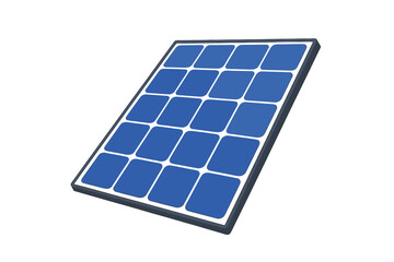 Isometric blue photovoltaic solar panel isolated on white background, angled 3D vector illustration of clean renewable energy technology for green power generation, eco design