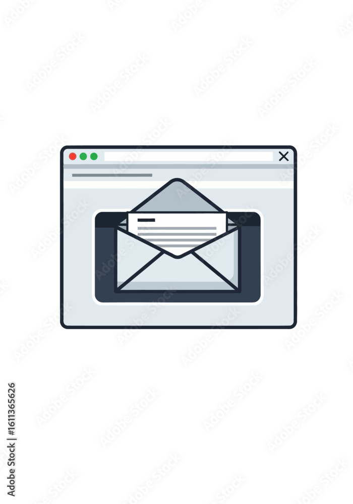 Fototapete An open email envelope with a letter displayed inside a computer window.