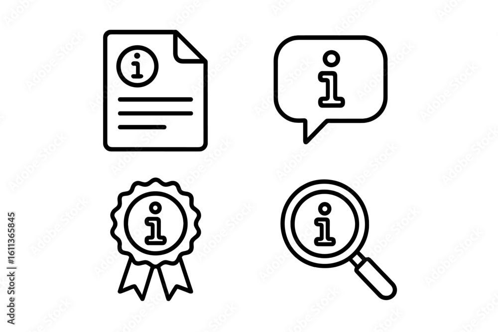 Poster vector information icon collection. outline symbols for help desk, customer support, and user guide.