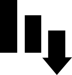 Decreasing arrow. Icon with reflection on white background Statistics thin line and glyph solid icon. Editable stroke and perfect pixel isolated on transparent background.Constraint Line Icon