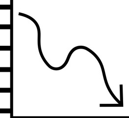 Decreasing arrow. Icon with reflection on white background Statistics thin line and glyph solid icon. Editable stroke and perfect pixel isolated on transparent background.Constraint Line Icon
