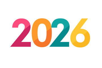 Vibrant gradient 2026 year typography design vector isolated on white, modern colorful number set for New Year celebration, calendar brochure banner, marketing greeting card template