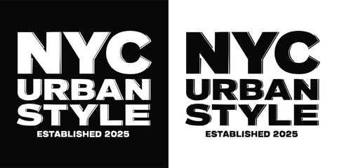 NYC Urban Style Bold Typography Graphic for Modern Streetwear and T Shirt Design, Black and White City Fashion Print