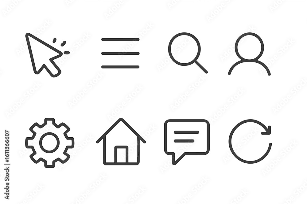 Fototapete linear web icons set vector collection. flat outline ui interface symbols for website application de
