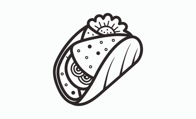Burrito silhouette icon, fast food wrap, mexican snack graphic, Fast Food Burrito Silhouette Icon Vector Illustration Burrito Clipart for Prints 