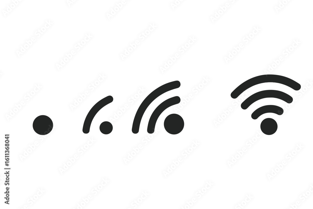 Poster wireless wifi signal strength icons set. network connectivity indicator bars for mobile apps, websit
