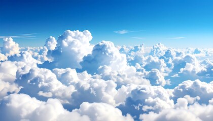 High-altitude view of cumulus clouds