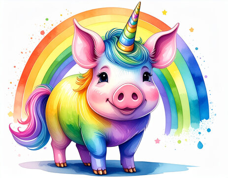 Unicorn Rainbow Pig - Powered by Adobe