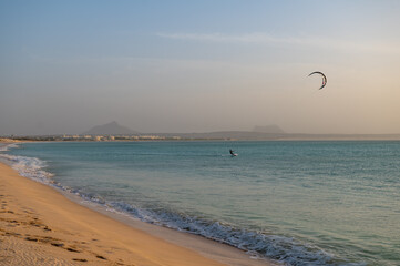 kite surfing an the beach 
