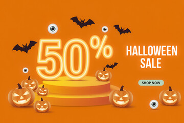 Sale Halloween Promo Background generative ai