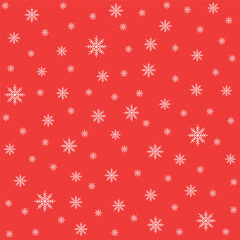 seamless winter pattern with snowflakes on red background