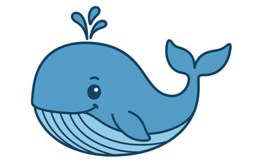 Obraz premium Cartoon blue whale spouting water, perfect for children's projects, with transparent background