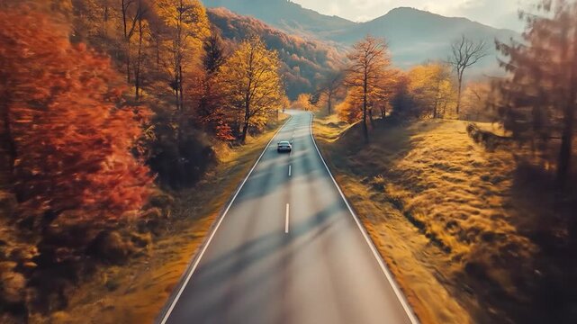 Autumn road trip with scenic drive.