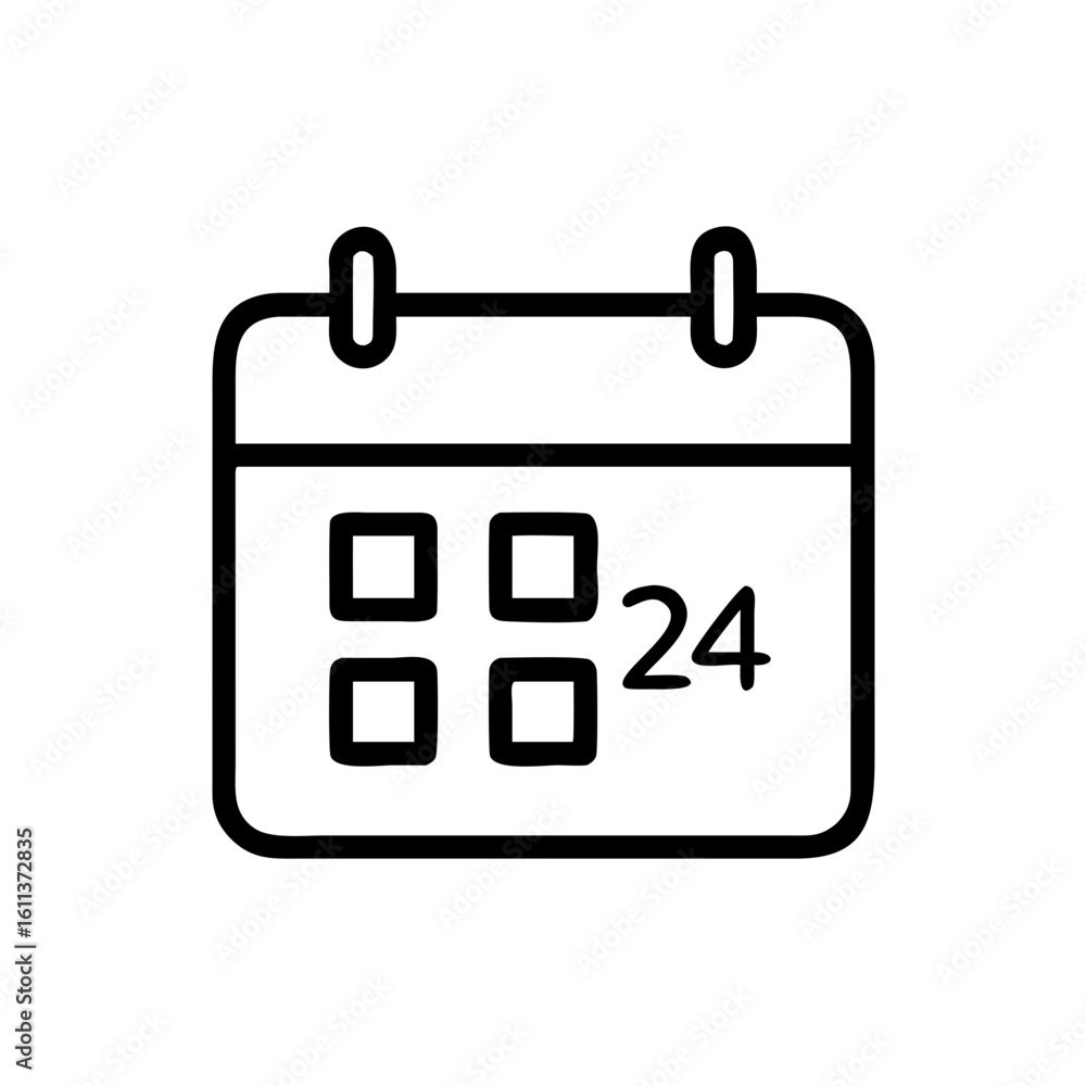 Poster modern calendar icon symbolizing daily planning and 24-hour availability for efficient scheduling an