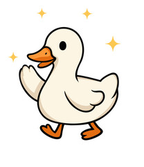 Sparkling duck icon, happy duck, cheerful animal, playful duck, bird with sparkles